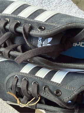 adidas Men’s Black Sneakers with White Stripes